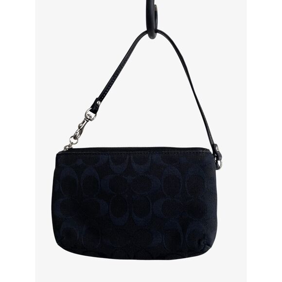 COACH Black Signature Turnlock Wristlet - Picture 4 of 8